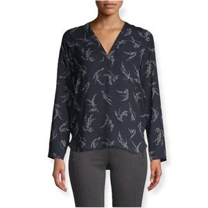Vince Navy Floral Blouse